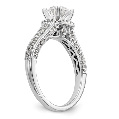 14K Weißgold Verlobungsring mit Halo und Krappenfassung, simulierter Diamant im Fancy-Schliff