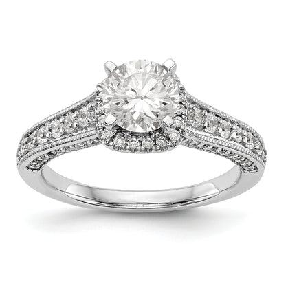 14K Weißgold Verlobungsring mit Halo und Krappenfassung, simulierter Diamant im Fancy-Schliff