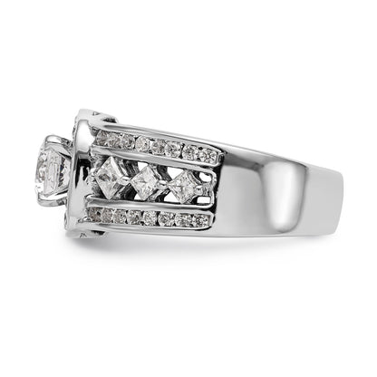 Verlobungsring mit Fantasie-Halo, simuliertem Diamanten und Krappenfassung aus 14K Weißgold