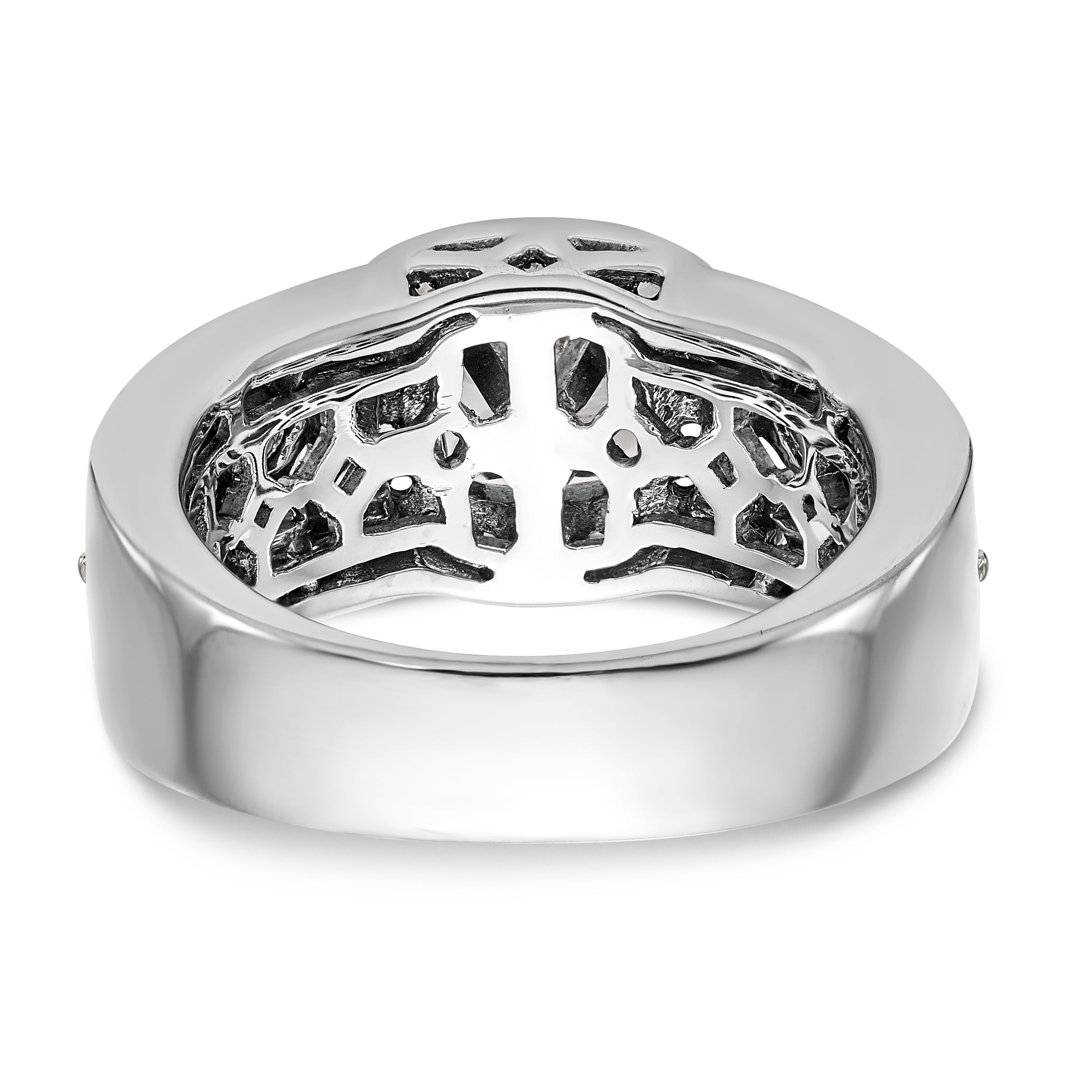 Verlobungsring mit Fantasie-Halo, simuliertem Diamanten und Krappenfassung aus 14K Weißgold