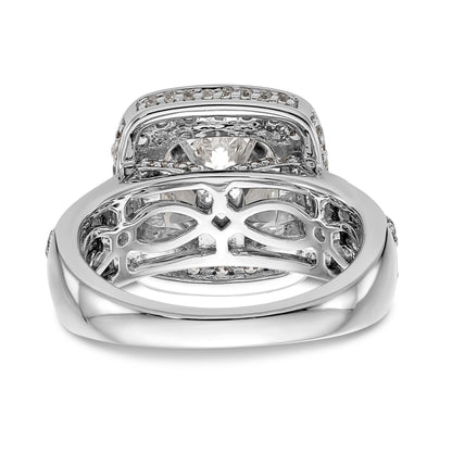 Verlobungsring aus 14K Weißgold mit Krappenfassung, simuliertem Diamant im Kissenschliff und Halo