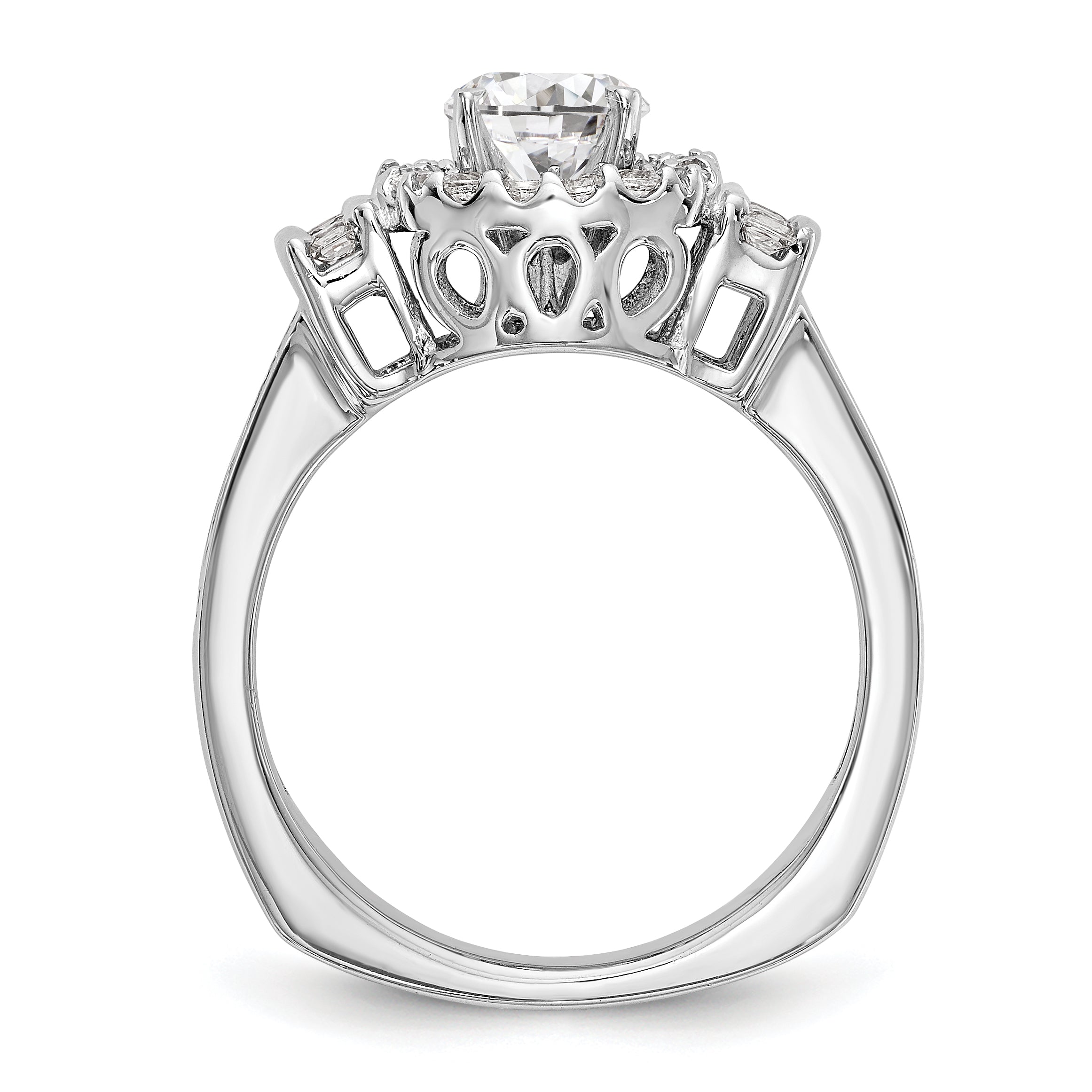 14K Weißgold Verlobungsring mit Halo-Fassung für simulierten Diamanten