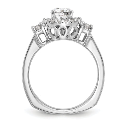 14K Weißgold Verlobungsring mit Halo-Fassung für simulierten Diamanten