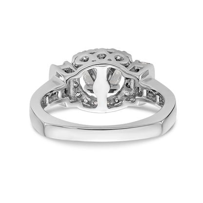14K Weißgold Verlobungsring mit Halo-Fassung für simulierten Diamanten