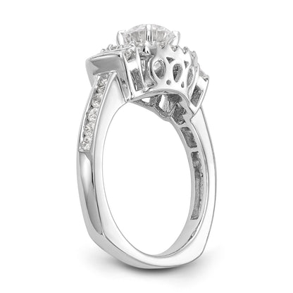 14K Weißgold Verlobungsring mit Halo-Fassung für simulierten Diamanten