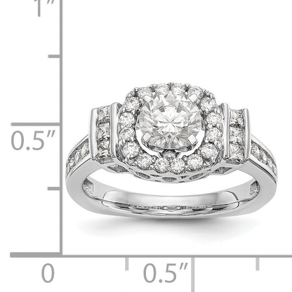14K Weißgold Verlobungsring mit Halo-Fassung für simulierten Diamanten