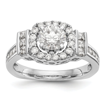 14K Weißgold Verlobungsring mit Halo-Fassung für simulierten Diamanten