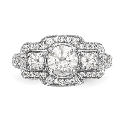 14K Weißgold Verlobungsring mit simulierten Diamanten und Halo-Fassung