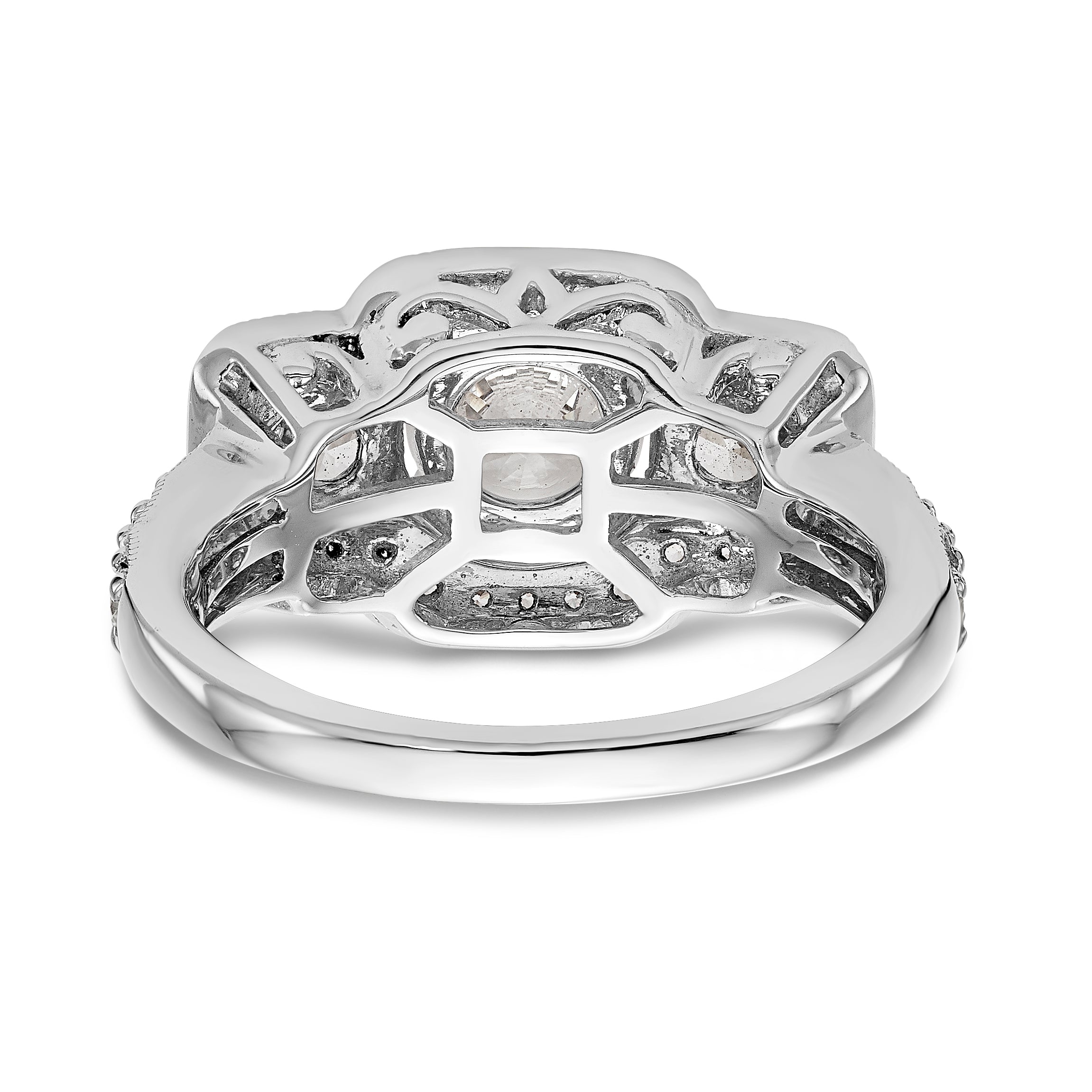 14K Weißgold Verlobungsring mit simulierten Diamanten und Halo-Fassung