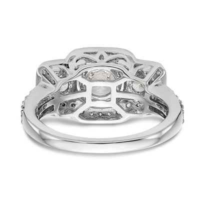 14K Weißgold Verlobungsring mit simulierten Diamanten und Halo-Fassung