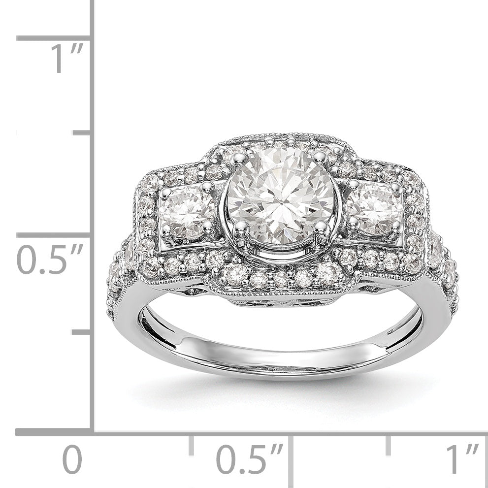 14K Weißgold Verlobungsring mit simulierten Diamanten und Halo-Fassung