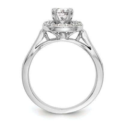 14K Weißgold Verlobungsring mit rundem simulierten Diamanten und Halo