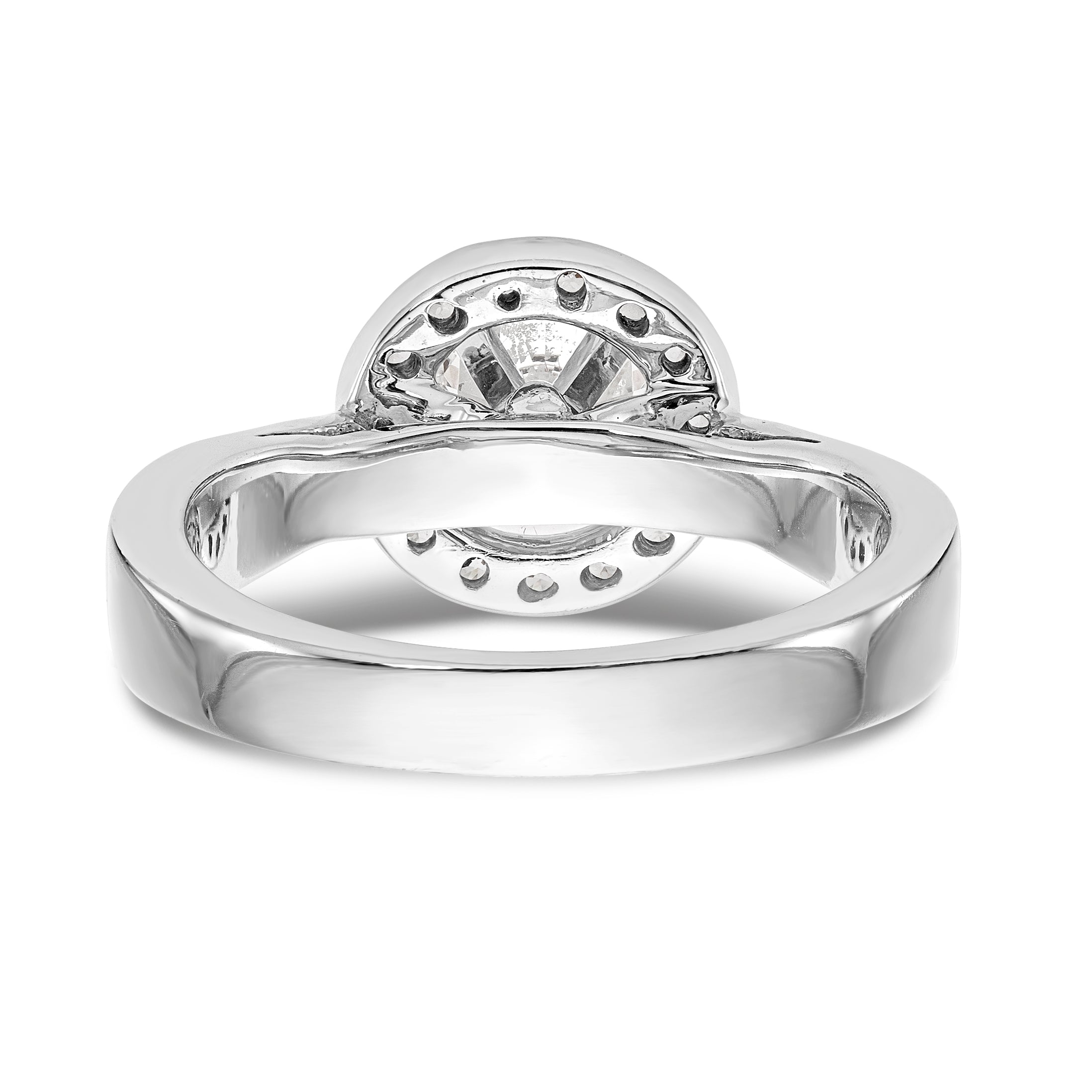 14K Weißgold Verlobungsring mit rundem simulierten Diamanten und Halo