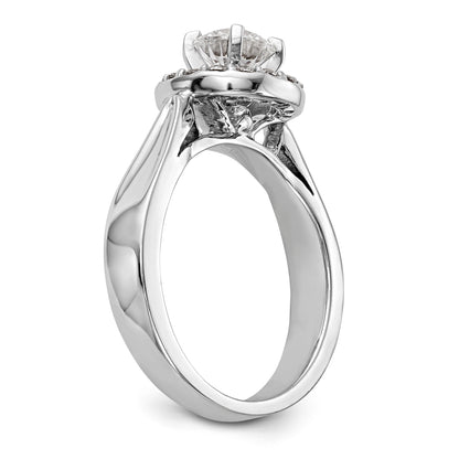14K Weißgold Verlobungsring mit rundem simulierten Diamanten und Halo