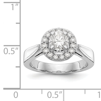14K Weißgold Verlobungsring mit rundem simulierten Diamanten und Halo