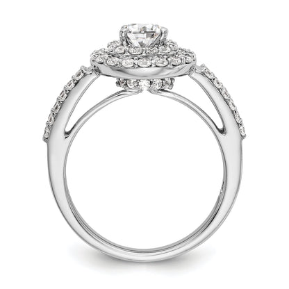 14K Weißgold Verlobungsring mit rundem simuliertem Diamanten und Halo