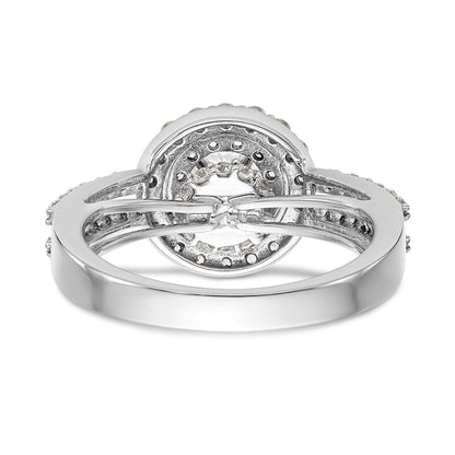 14K Weißgold Verlobungsring mit rundem simuliertem Diamanten und Halo