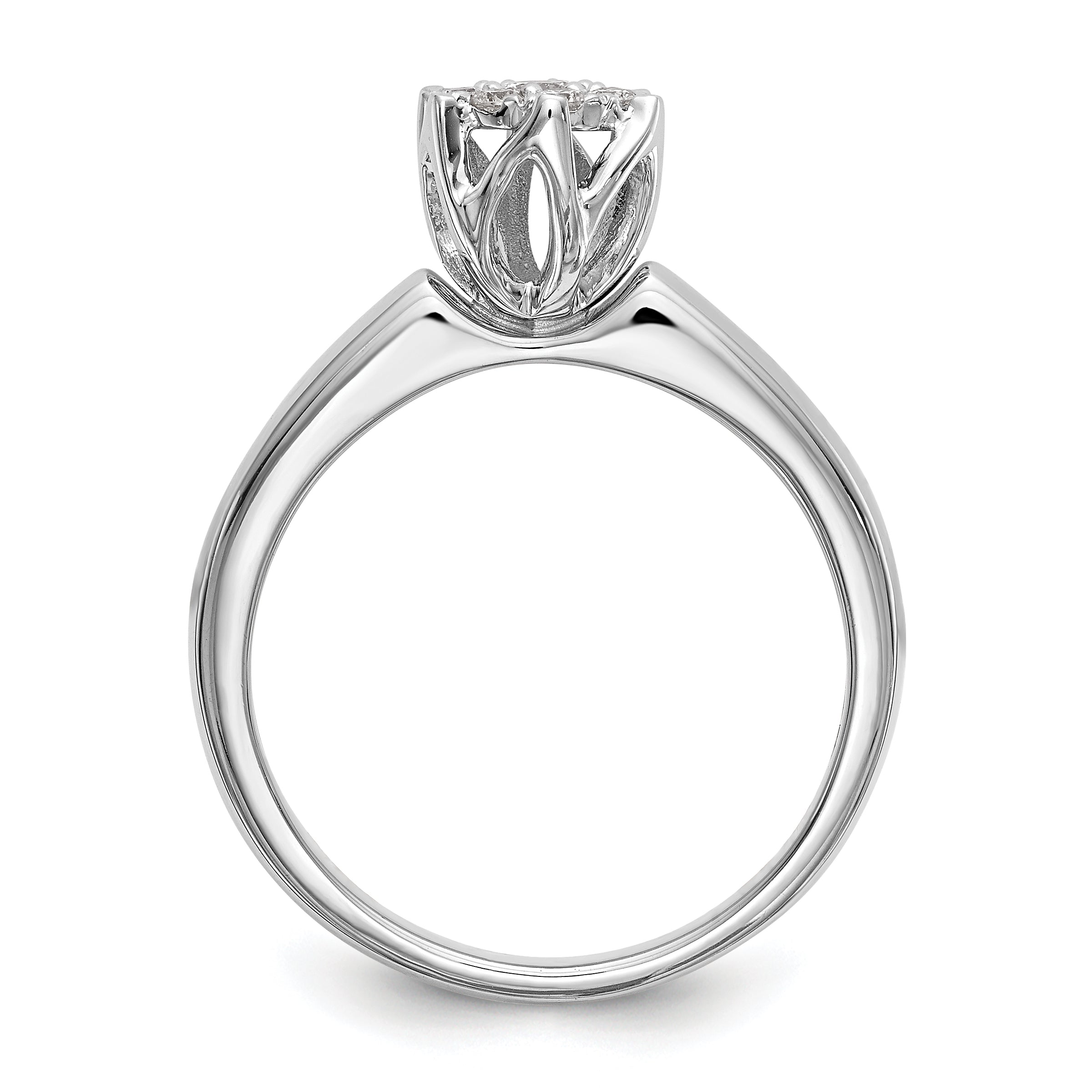 14K Weißgold Diamant-Cluster-Verlobungsring