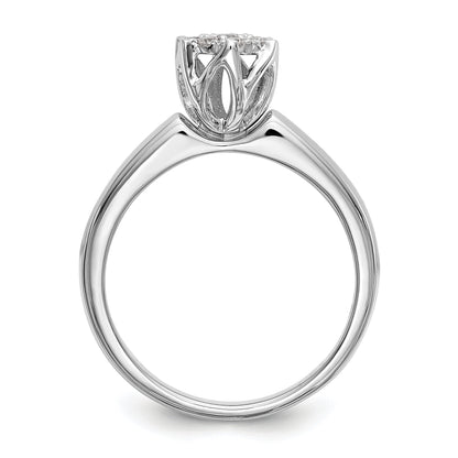 14K Weißgold Diamant-Cluster-Verlobungsring
