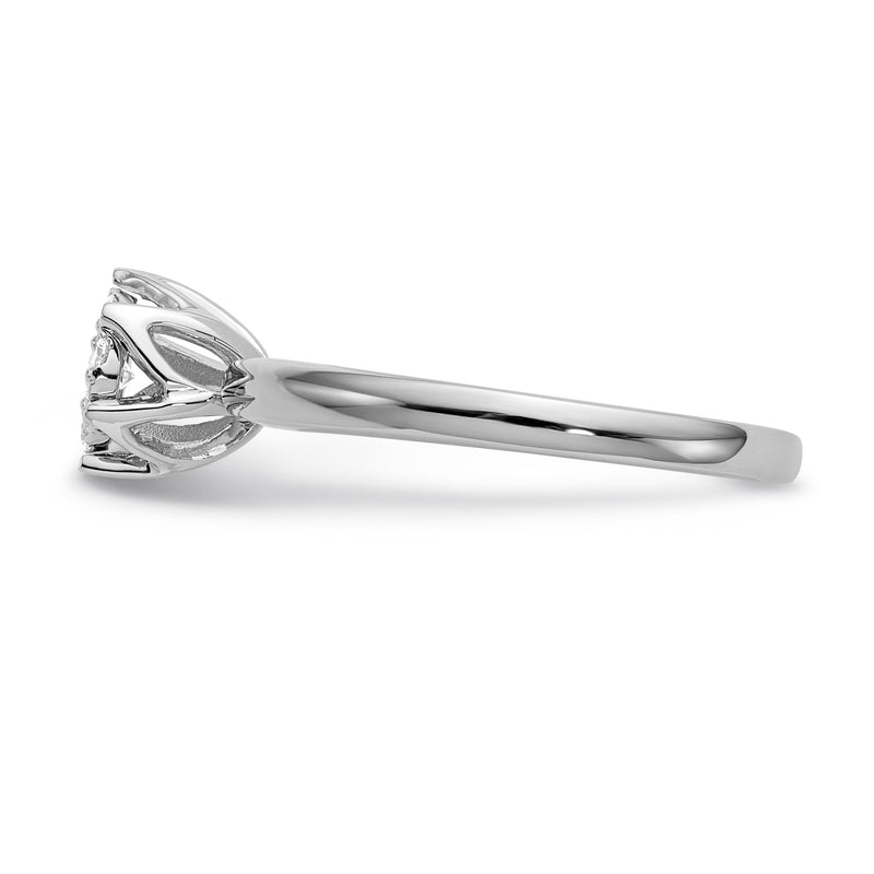 14K Weißgold Diamant-Cluster-Verlobungsring, komplett