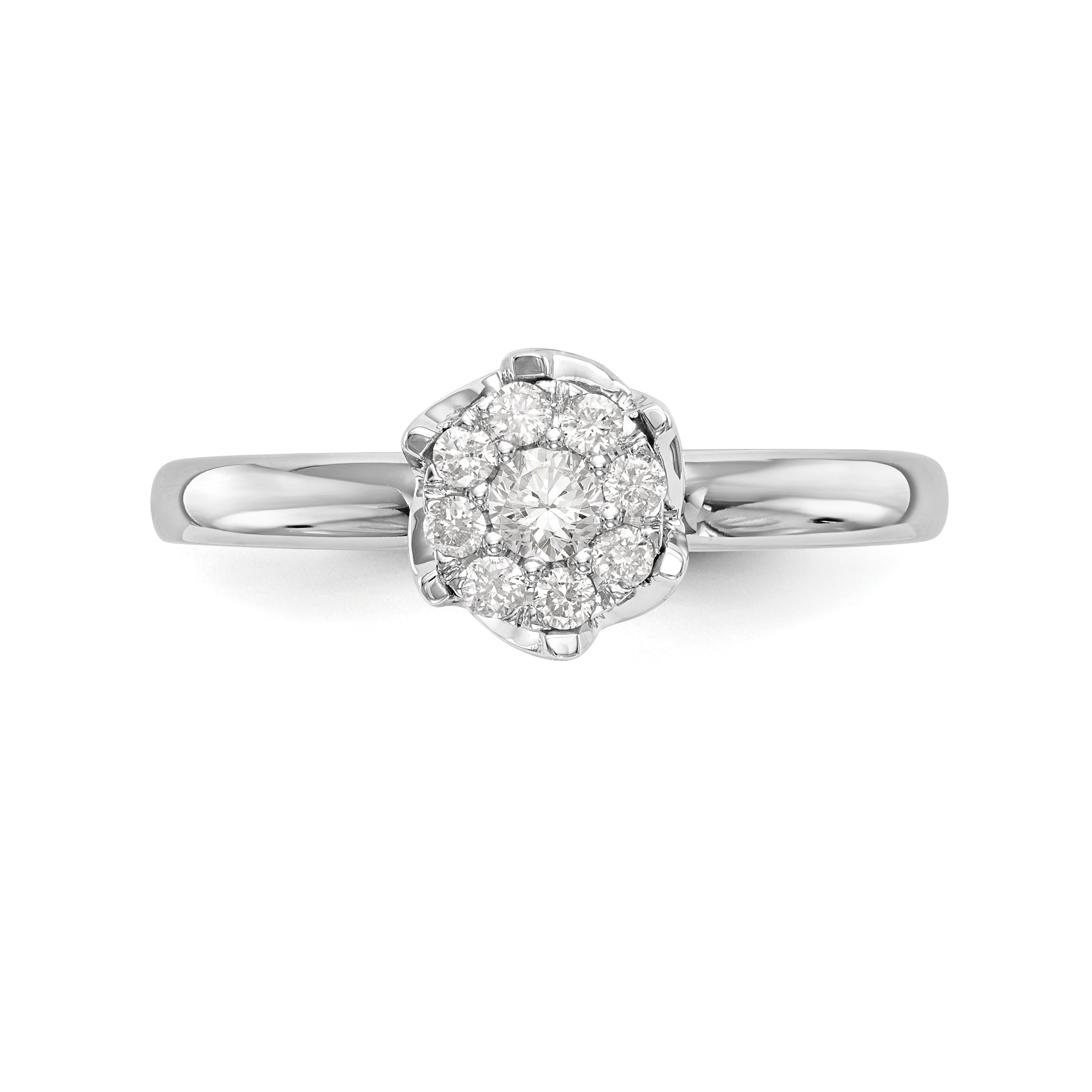 14K Weißgold Diamant-Cluster-Verlobungsring