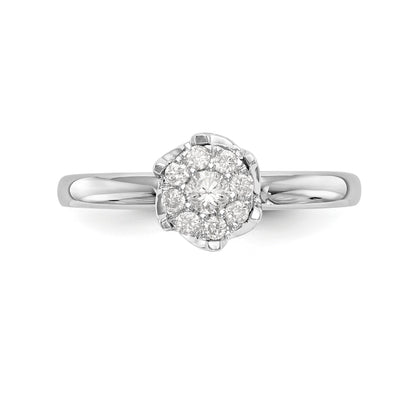 14K Weißgold Diamant-Cluster-Verlobungsring