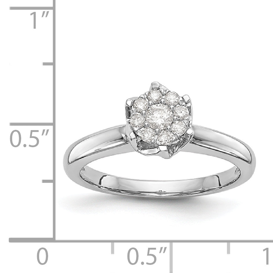 14K Weißgold Diamant-Cluster-Verlobungsring