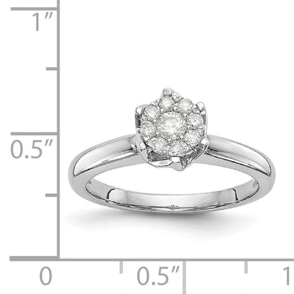 14K Weißgold Diamant-Cluster-Verlobungsring