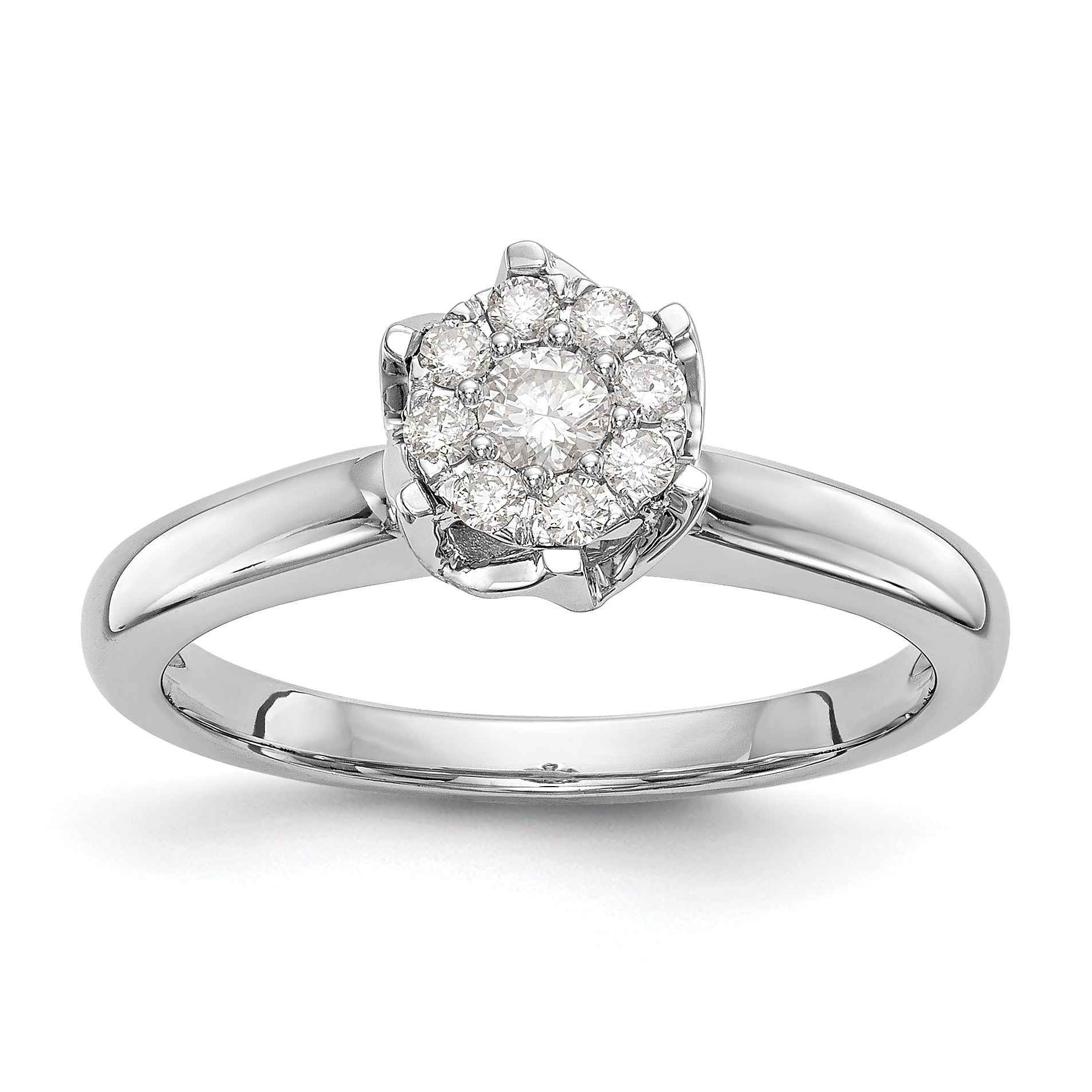 14K Weißgold Diamant-Cluster-Verlobungsring