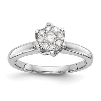14K Weißgold Diamant-Cluster-Verlobungsring