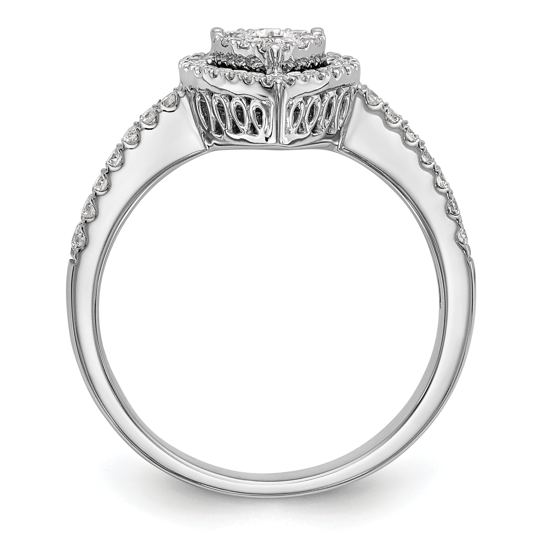 14K Weißgold Diamant-Cluster-Verlobungsring, komplett