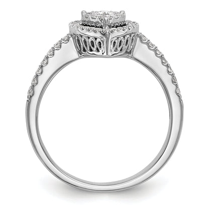 14K Weißgold Diamant-Cluster-Verlobungsring, komplett