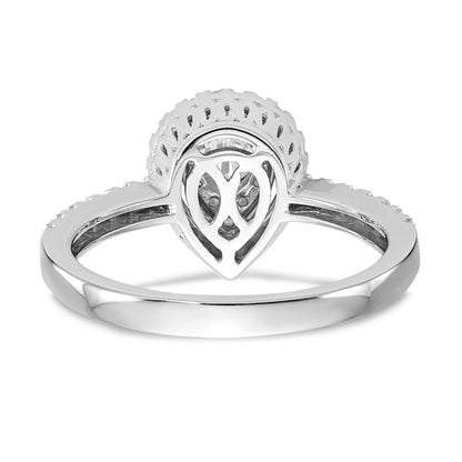 14K Weißgold Diamant-Cluster-Verlobungsring, komplett