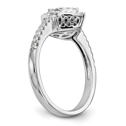 14K Weißgold Diamant-Cluster-Verlobungsring, komplett