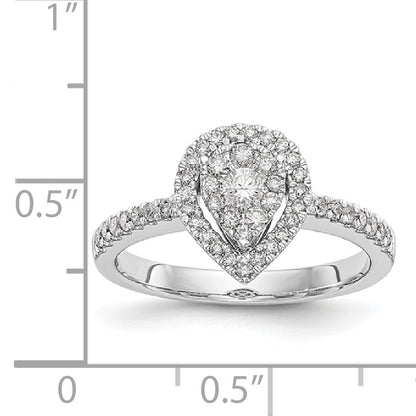 14K Weißgold Diamant-Cluster-Verlobungsring, komplett