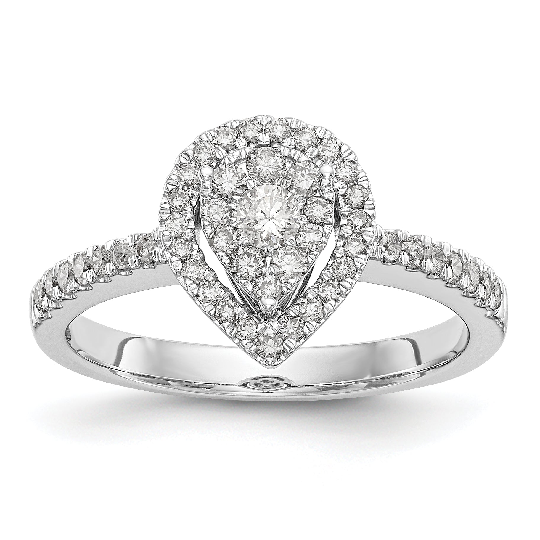 14K Weißgold Diamant-Cluster-Verlobungsring, komplett