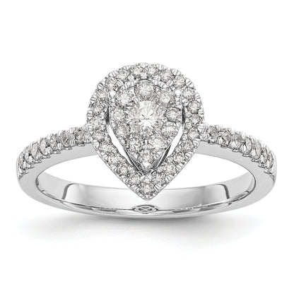 14K Weißgold Diamant-Cluster-Verlobungsring, komplett