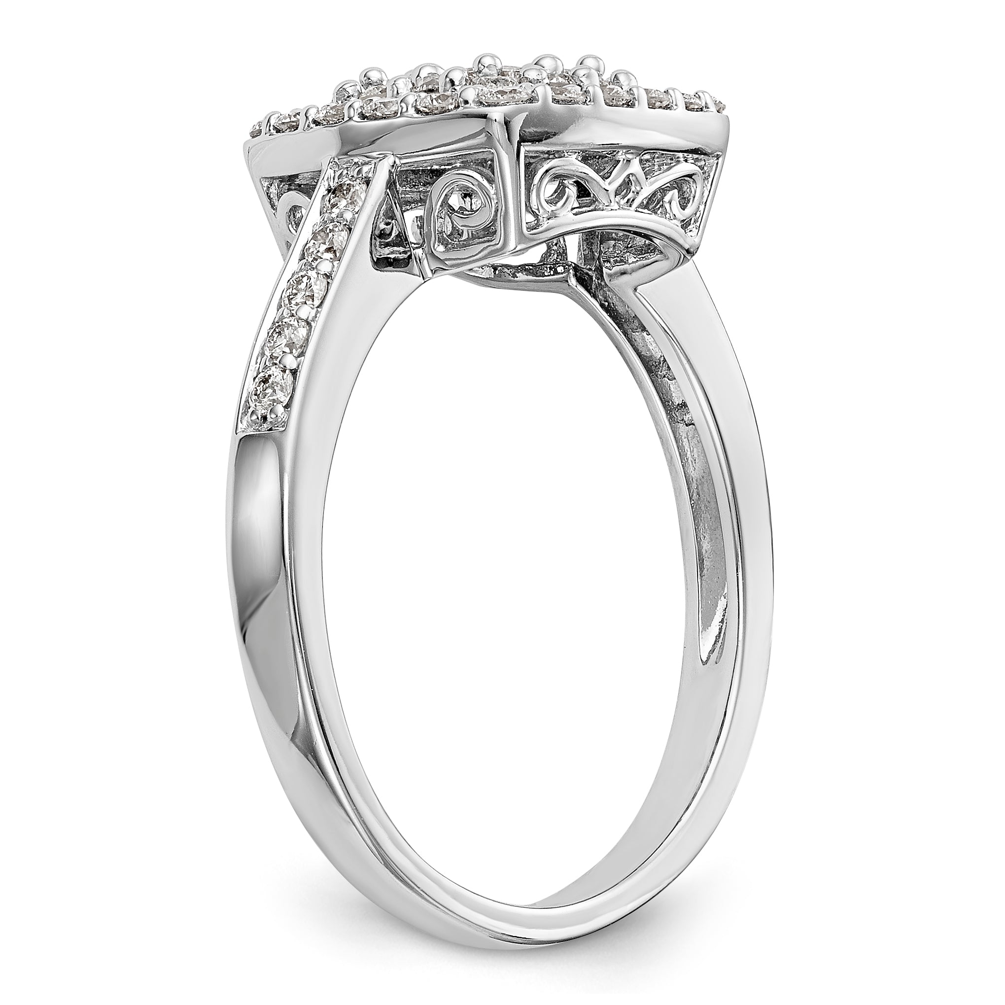 14K Weißgold Diamant-Cluster-Verlobungsring, komplett
