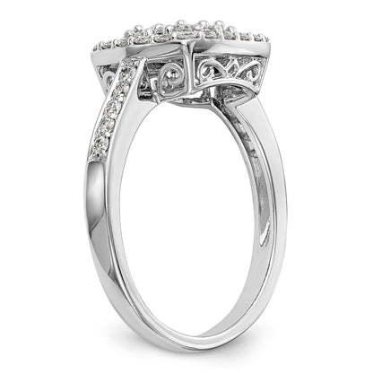 14K Weißgold Diamant-Cluster-Verlobungsring, komplett