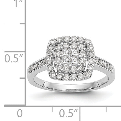 14K Weißgold Diamant-Cluster-Verlobungsring, komplett