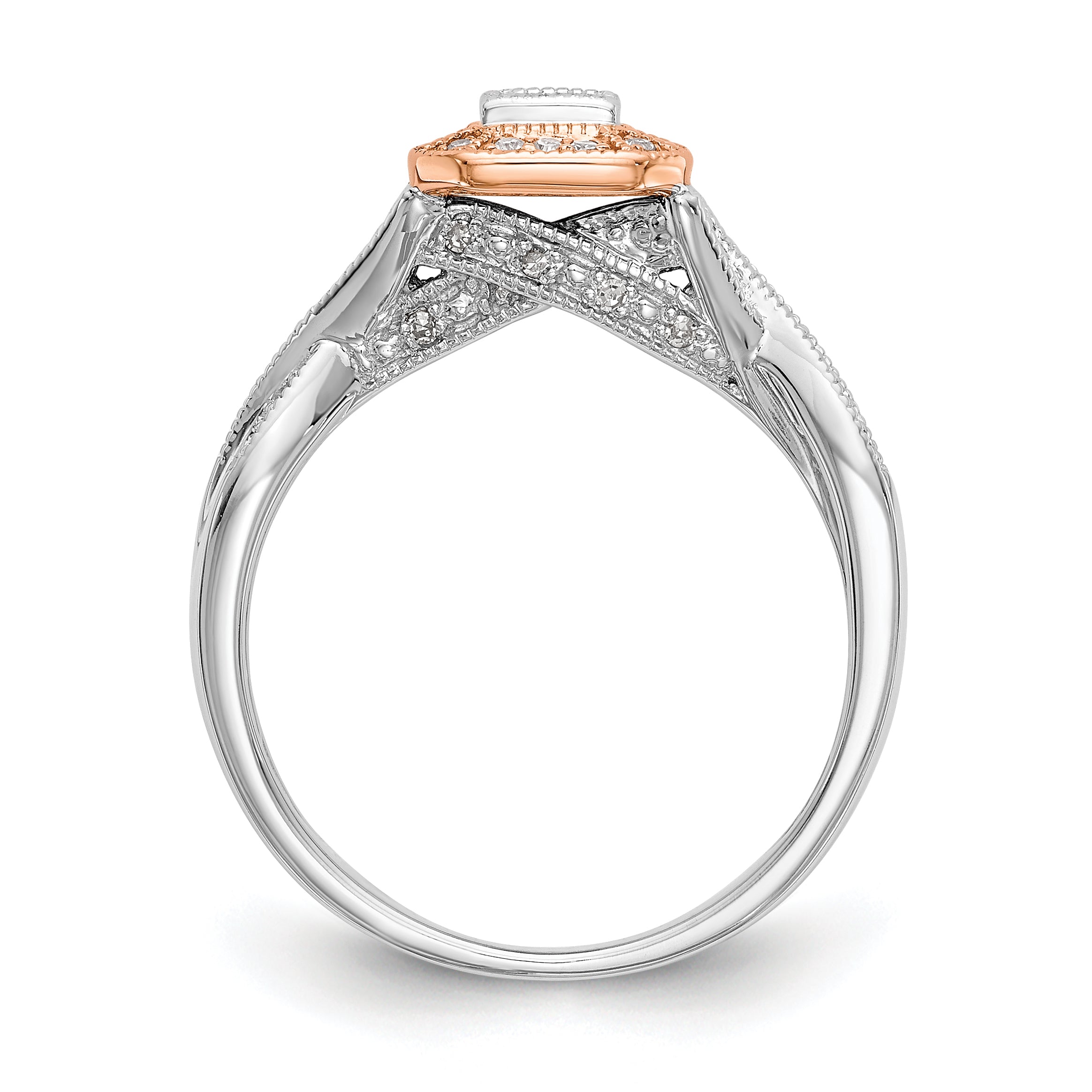 14K Bicolor Verlobungsring mit Diamant-Cluster