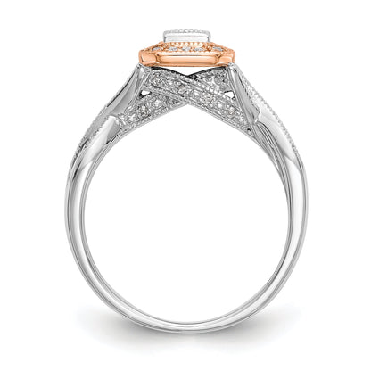 14K Bicolor Verlobungsring mit Diamant-Cluster