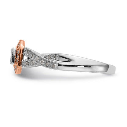 14K Bicolor Verlobungsring mit Diamant-Cluster