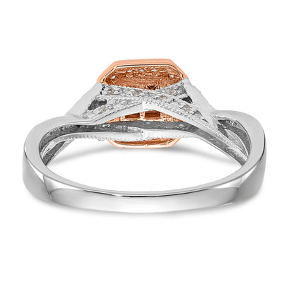 14K Bicolor Verlobungsring mit Diamant-Cluster