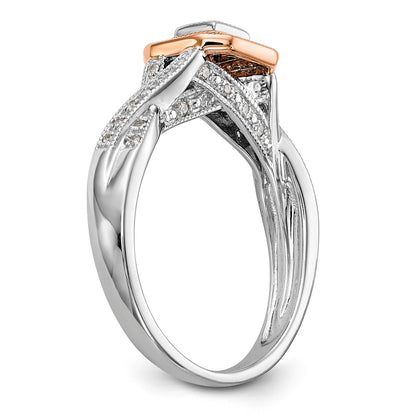 14K Bicolor Verlobungsring mit Diamant-Cluster