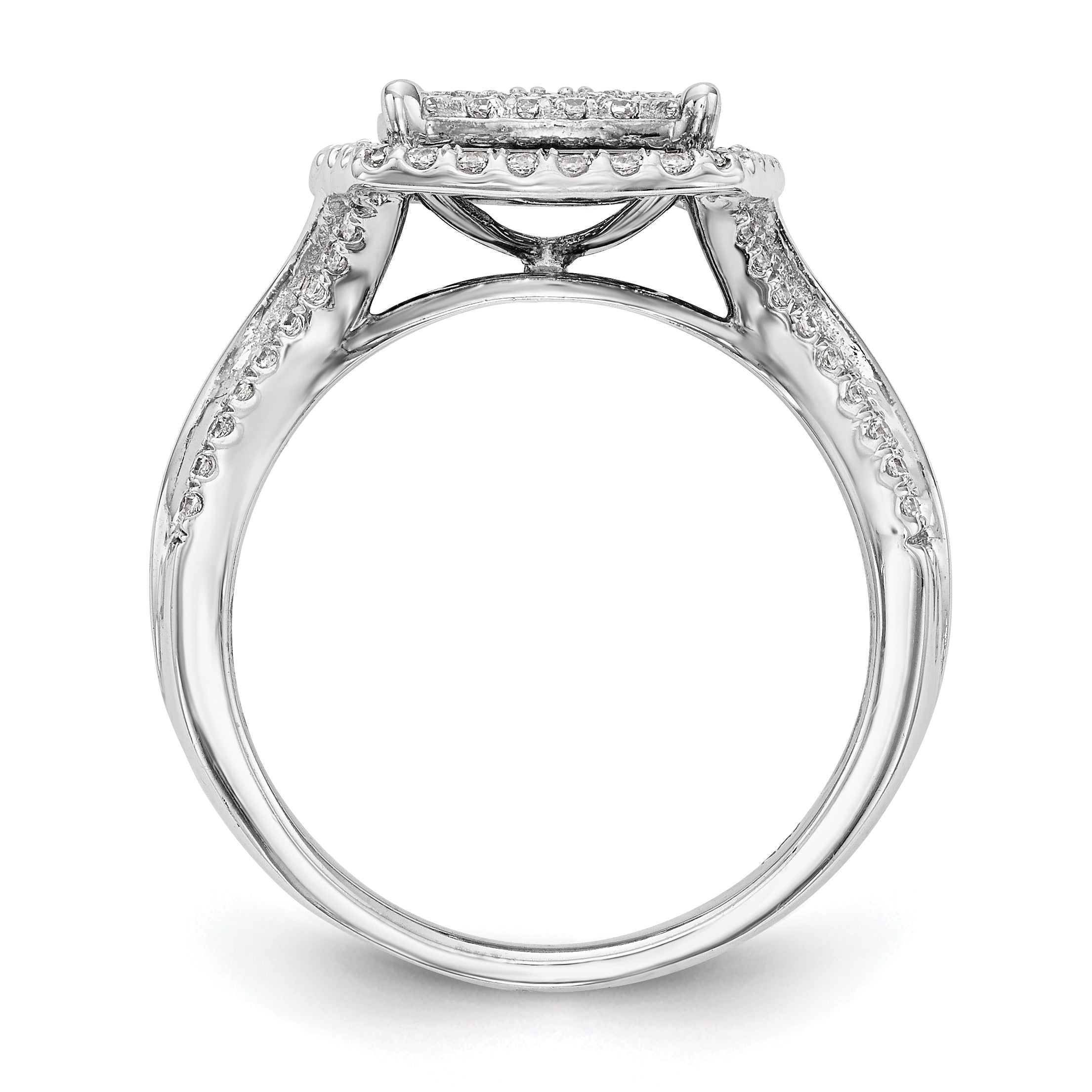 14K Weißgold Ring mit Diamant-Cluster