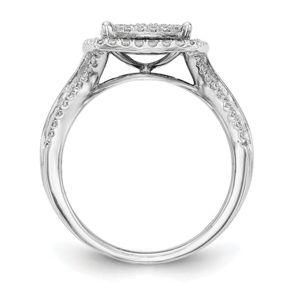 14K Weißgold Ring mit Diamant-Cluster