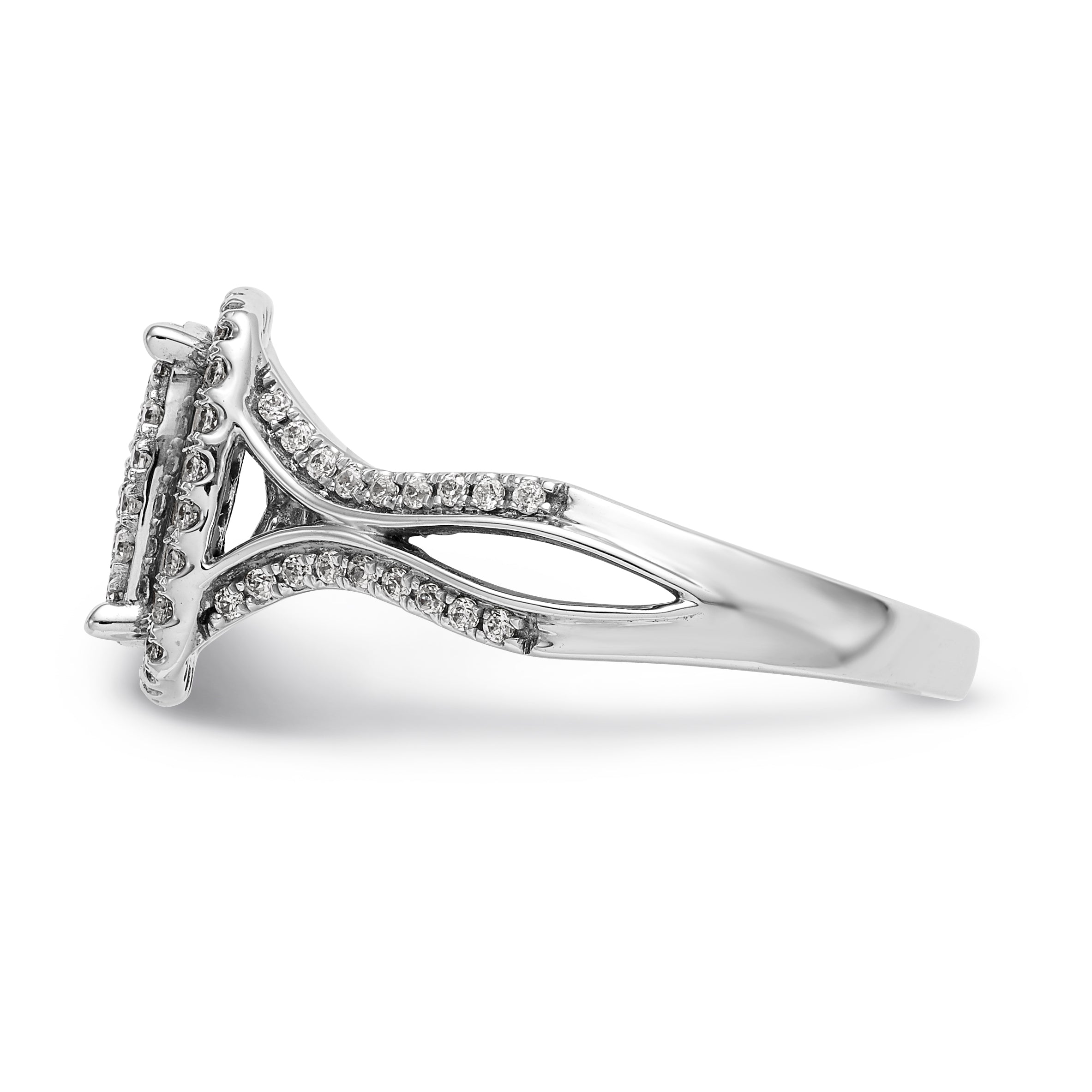 14K Weißgold Ring mit Diamant-Cluster