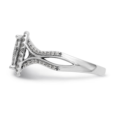 14K Weißgold Ring mit Diamant-Cluster