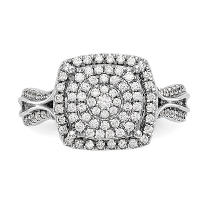 14K Weißgold Ring mit Diamant-Cluster